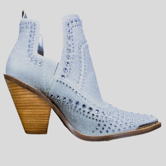 Gianni Bini Jeweled Silver Glitter Cowboy Booties Women’s 8 M Western Heels NEW - Picture 8 of 16